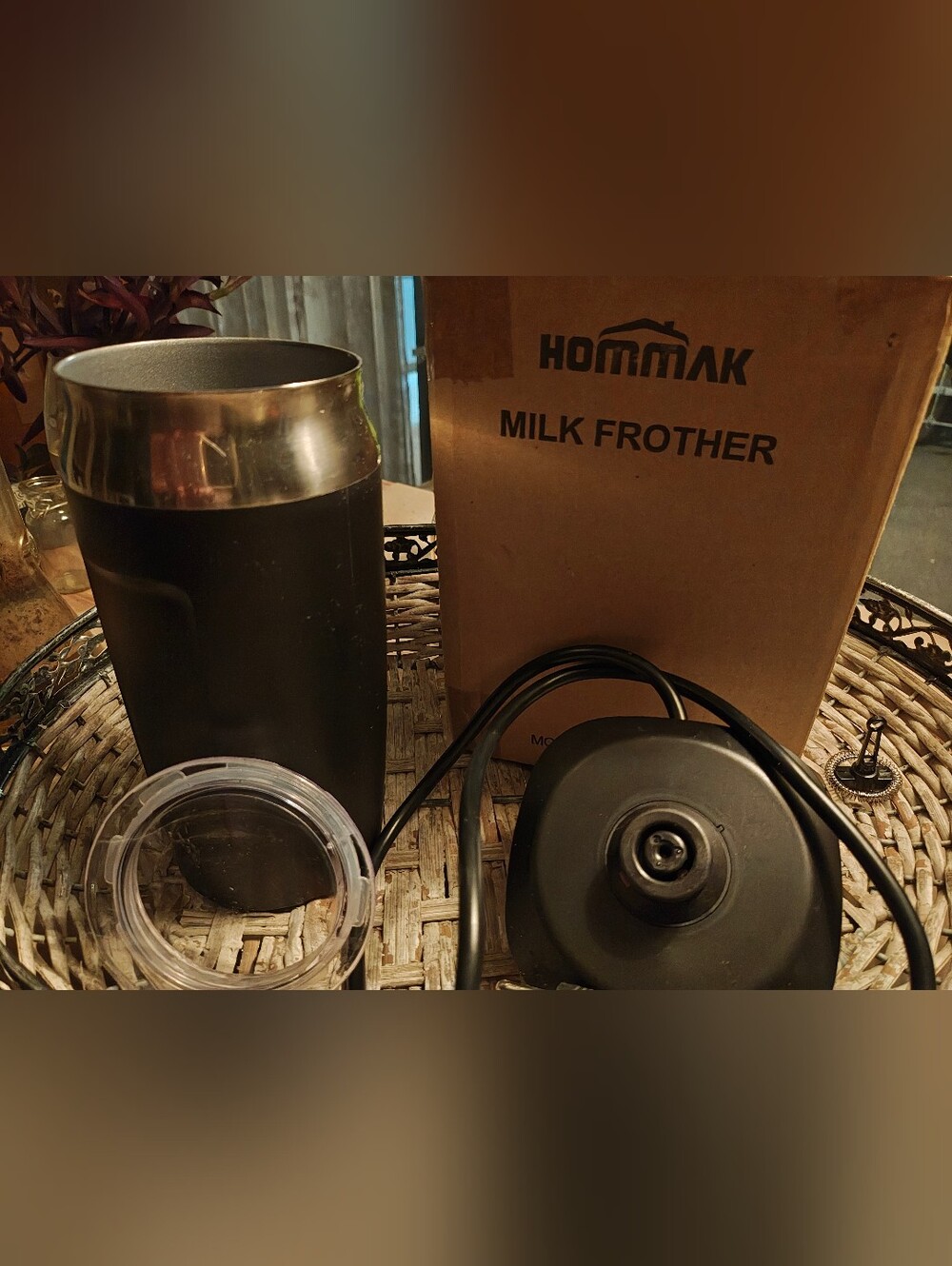 Electric Milk Frother Black with Stainless Trim